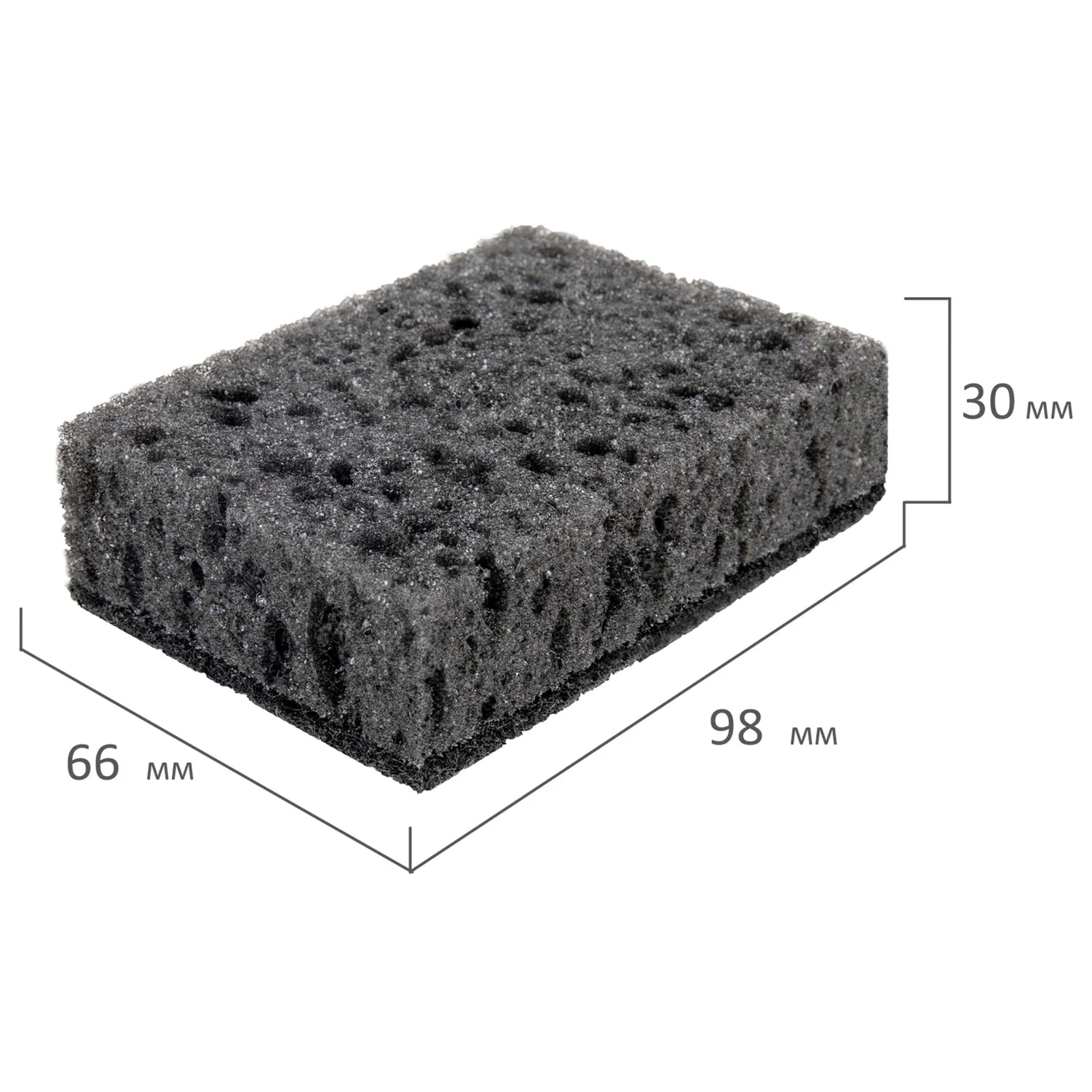 Губки для посуды 9,8 х 6,6 х 3 см SQUARE BLACK крупнопористые с абразивом LAIMA 10 шт